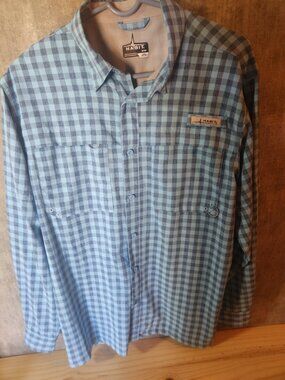 Habit Solar Factor 40+ Men's M Long Sleeve Vented Fishing Shirt Blue Gingham
